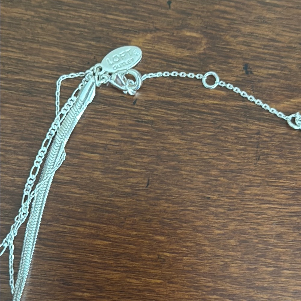 LOFT Outlet Women's Fashion Jewelry 3 Tier Silver Necklace OS NWOT - Picture 5 of 6
